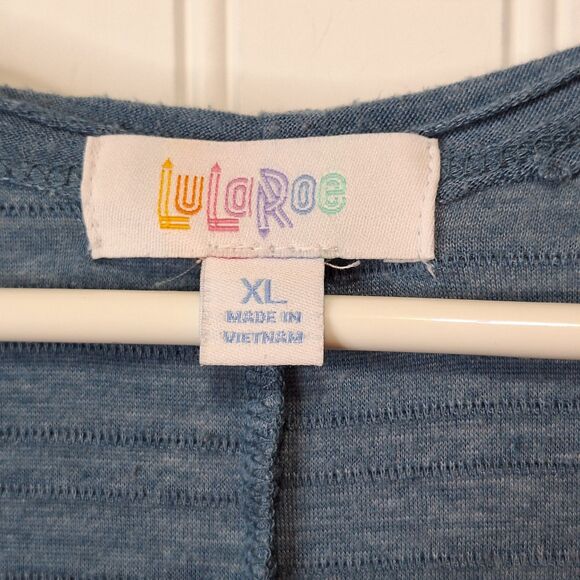 LuLaRoe Open Front Long Cardigan‎ Duster Womens XL Blue Textured Pockets Comfort - Picture 7 of 8